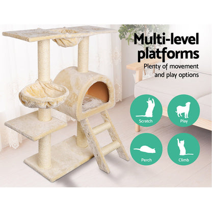 🐱 i.Pet 100cm Cat Tree | Scratching Post & Condo House– Beige