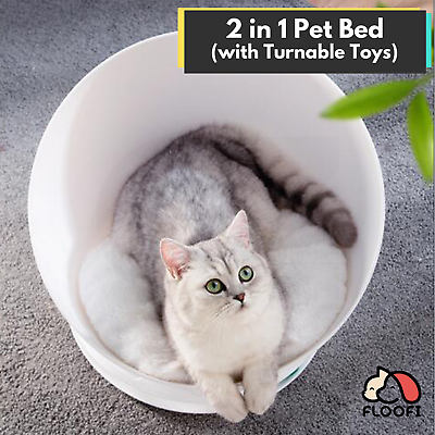 🐾 Floofi 2-in-1 Pet Bed & Turntable Toy for Cats🐱
