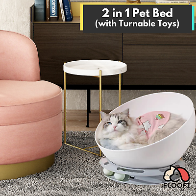 🐾 Floofi 2-in-1 Pet Bed & Turntable Toy for Cats🐱