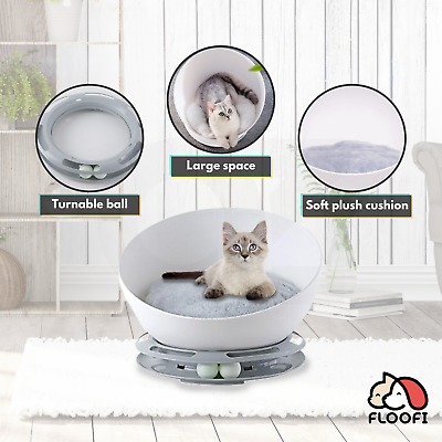 🐾 Floofi 2-in-1 Pet Bed & Turntable Toy for Cats🐱