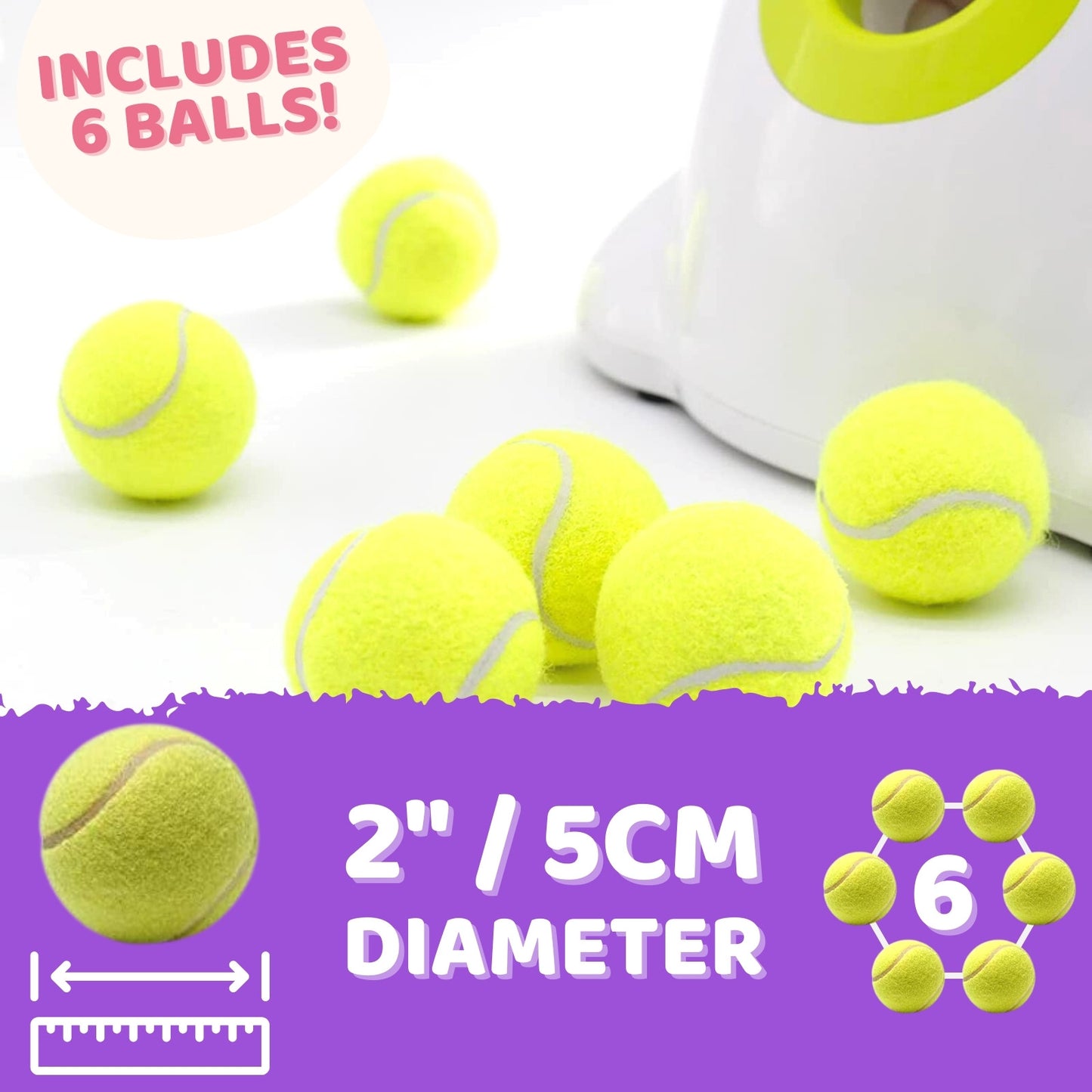 🎾 Automatic Dog Ball Launcher | Interactive Tennis Toy with 6 Balls 🐕