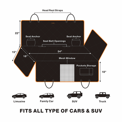 🐾 iBuddy Dog Seat Cover | Car Hammock with Mesh Window & Seat Belt Attachment