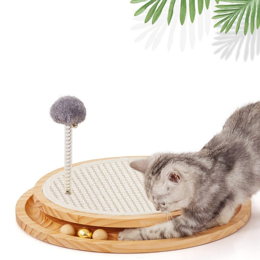 🐱 Wooden Interactive Cat Toy | Spinning Track & Wand for Play and Exercise
