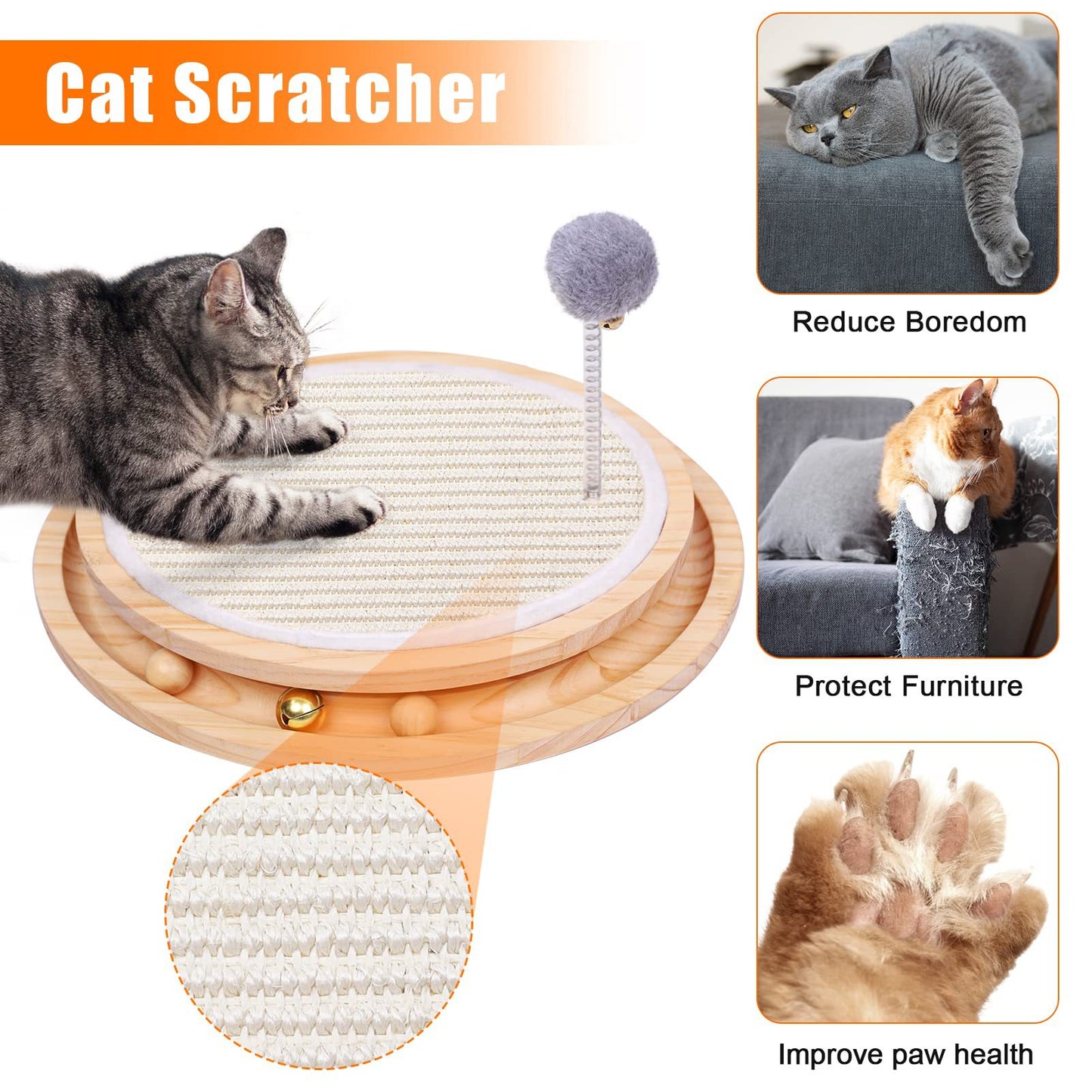 🐱 Wooden Interactive Cat Toy | Spinning Track & Wand for Play and Exercise