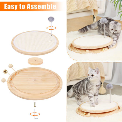 🐱 Wooden Interactive Cat Toy | Spinning Track & Wand for Play and Exercise