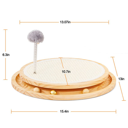 🐱 Wooden Interactive Cat Toy | Spinning Track & Wand for Play and Exercise