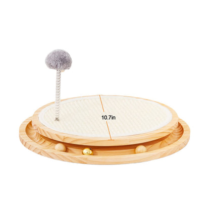 🐱 Wooden Interactive Cat Toy | Spinning Track & Wand for Play and Exercise